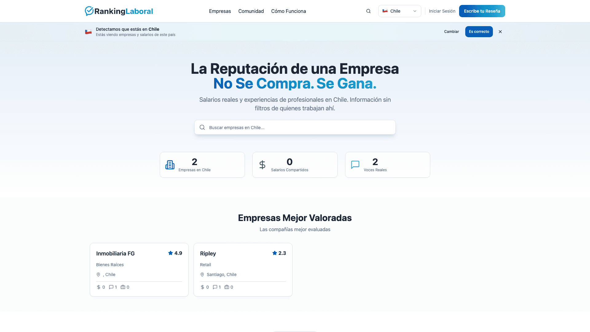 Screenshot de RankingLaboral.com